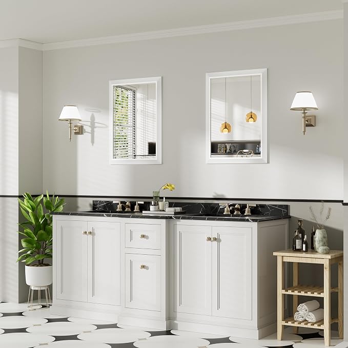 22x30 Inch White Bathroom Mirror - Image 4