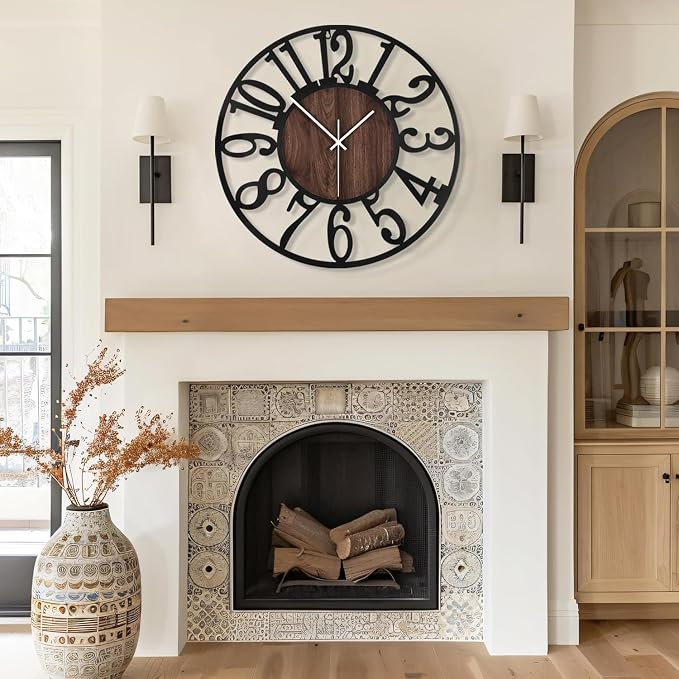 Maxstar Large Round Wall Clock for Living Room Decor Battery Operated Non - Image 5
