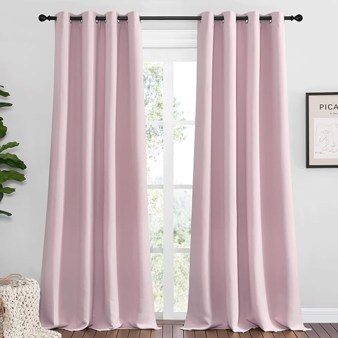 NICETOWN Baby Pink Blackout Curtains 120 inches Length by NICETOWN