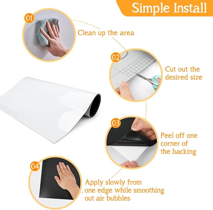 Magnetic Whiteboard Contact Paper 47.2" x 18" Adhesive Magnetic Dry Erase White - Image 3