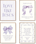 LARTSFRO Coquette Purple Bow Jesus Wall Art Decor Posters, Inspirational Bible by Unknown