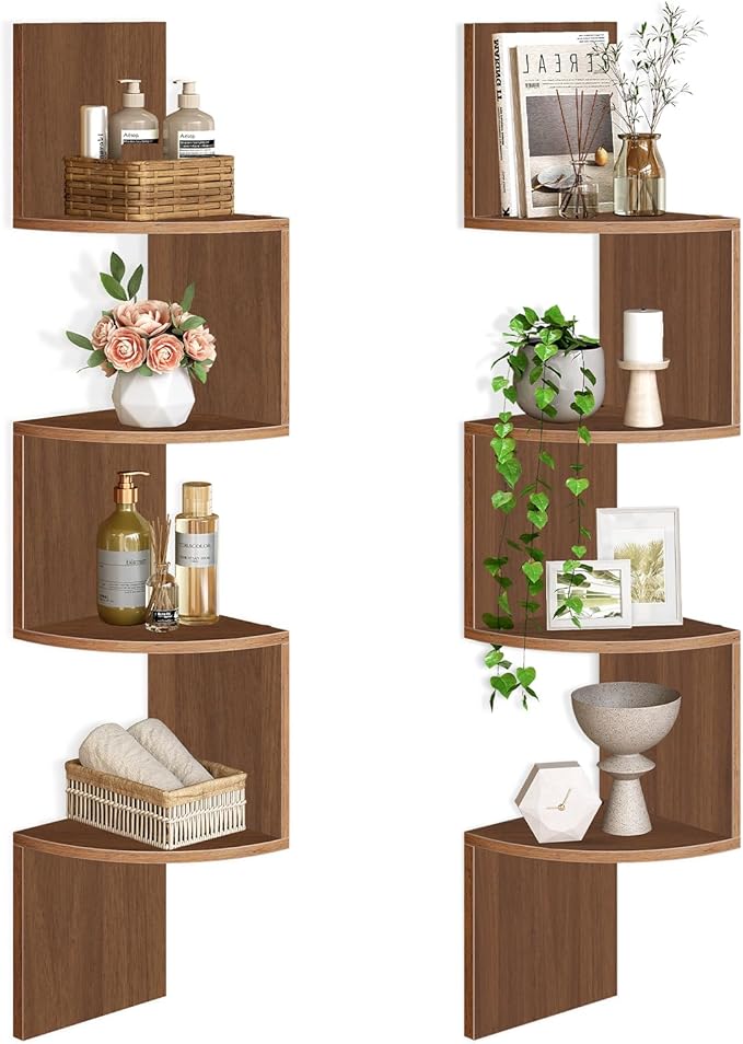 HOOBRO Corner Shelf Wall-Mounted, 4-Tier Corner Bookshelves by HOOBRO