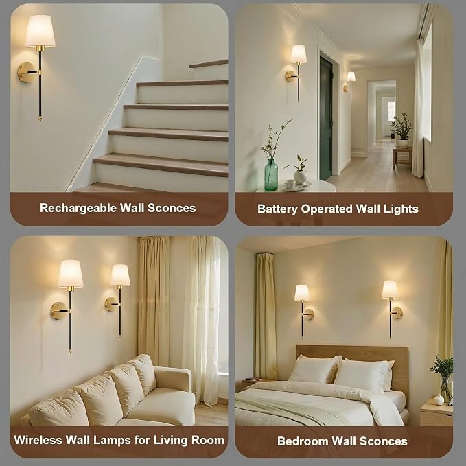 IRONPAX Wall Sconces Battery Operated Set of 2, Wireless Rechargeable Wall - Image 4