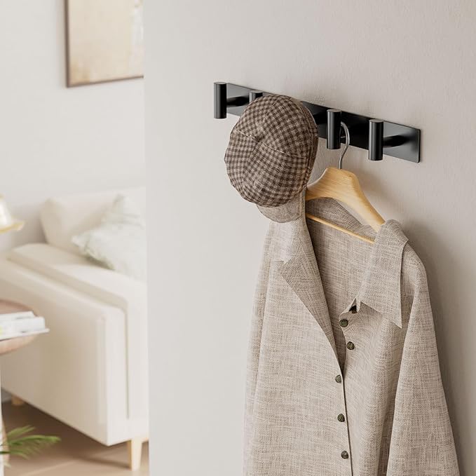 GWAAZXGZ Black Wall Mounted Coat Rack – 5 T-Shaped Pegs - Image 6