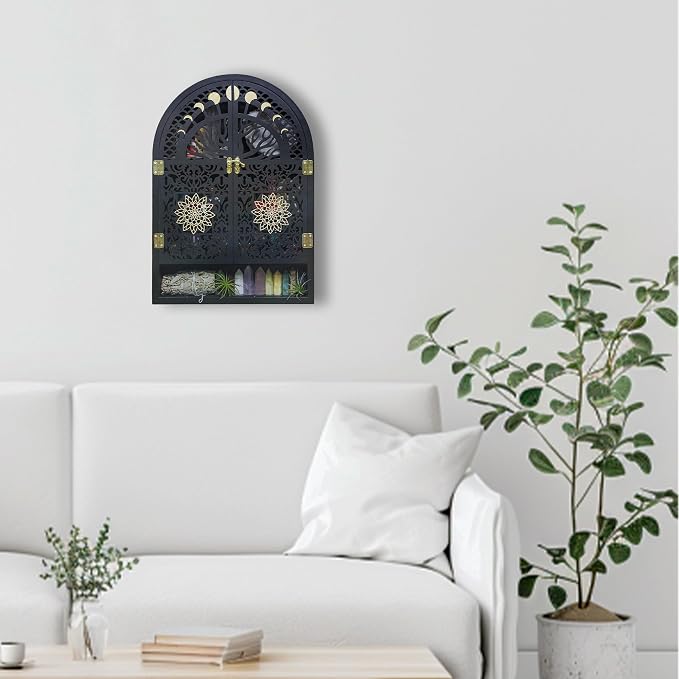 Large Crystal Display Shelf for Wall, Crescent Moon Phase Shelf Wall Decor - Image 8