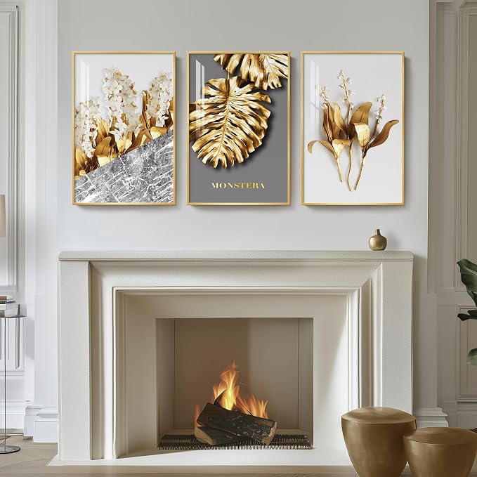 Framed Modern Luxury Gold Wall Art, Pictures - Image 3