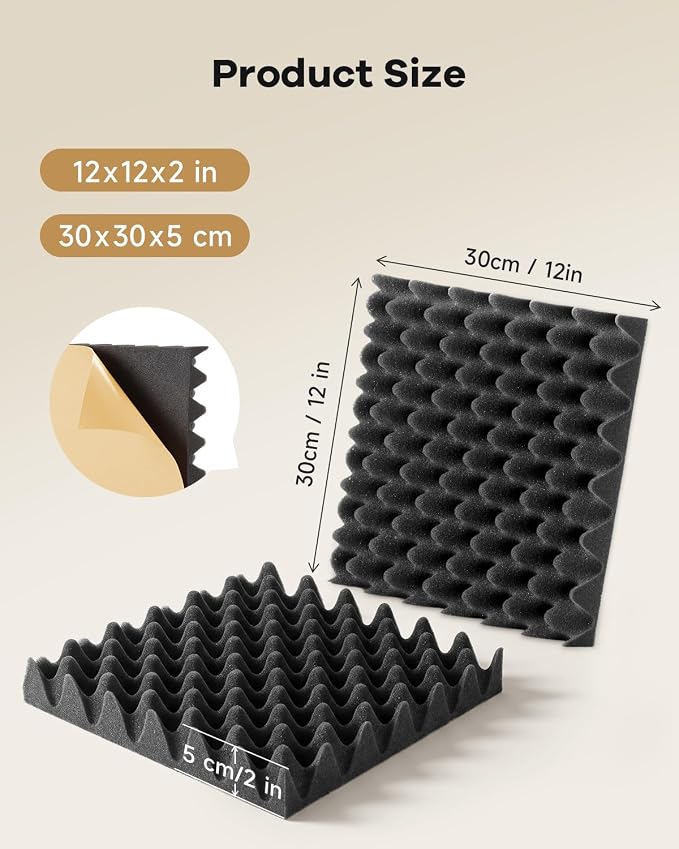 SD SODOCT 24 Pack Egg-Crate Acoustic Foam Panels, High Density Acoustic Foam - Image 4