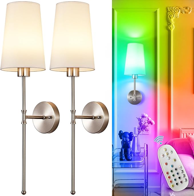 Depuley Battery Operated Wall Sconce: 27" Set of 2 Wireless Wall Lights by Depuley