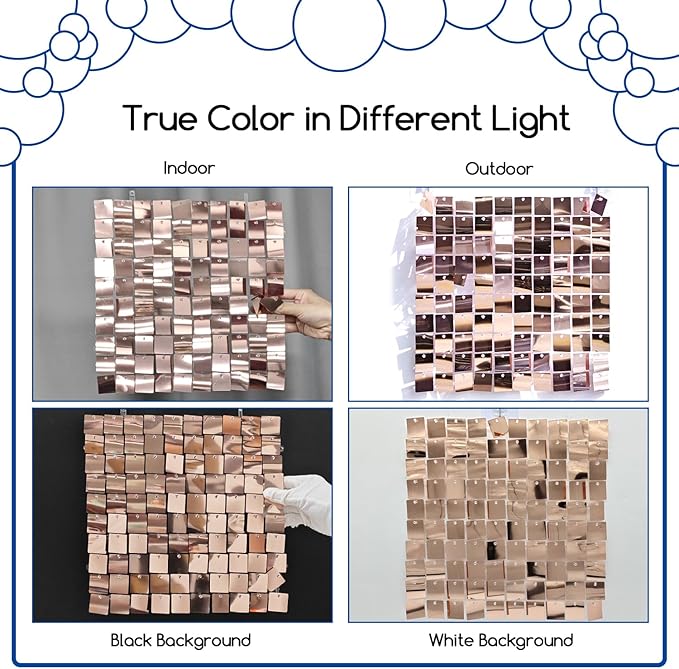 COKAOBE Rose Gold Shimmer Wall Backdrop, Photo Backdrops - Image 4