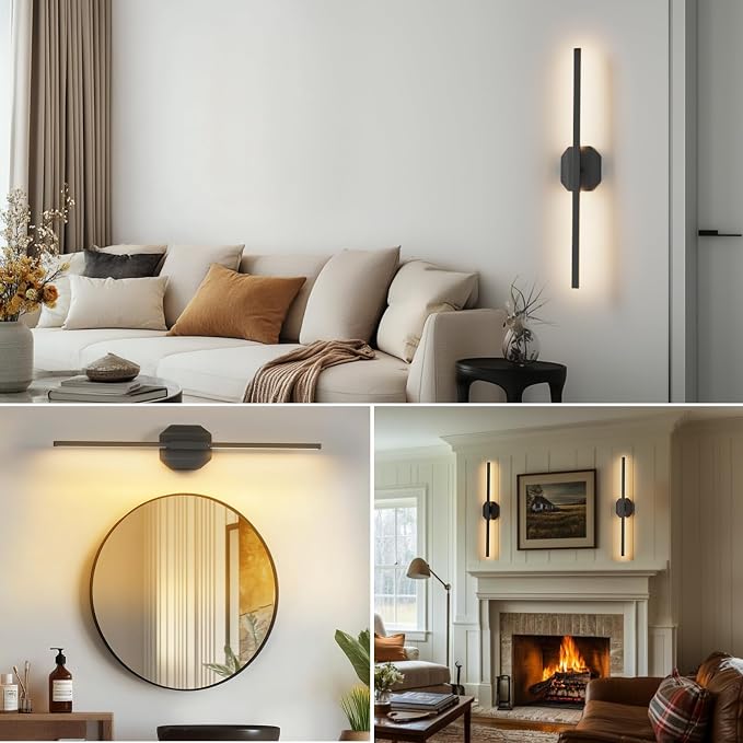 Wall Sconces Set of Two Battery Operated Wall Sconce, Wireless Wall Light USB - Image 6