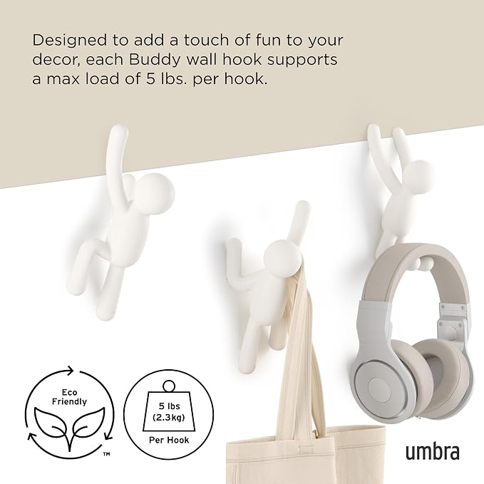 Umbra Buddy Wall Hooks – Decorative Wall Mounted Coat Hooks - Image 5