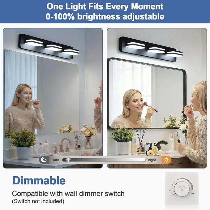 360° Rotate LED Dimmable Bathroom Vanity Light Fixtures, 1300LM Acrylic Matte - Image 4