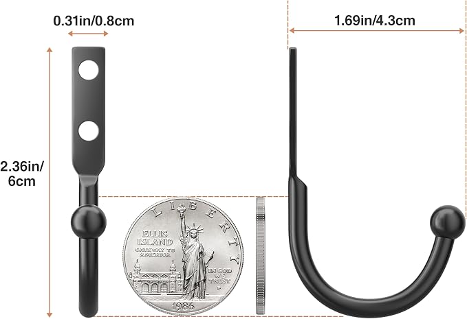 10 Pack Wall Hooks，Metal Hooks Hold up to 45 Lbs，Hooks Wall Mount - Image 6