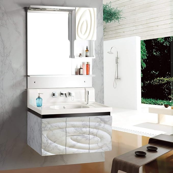 practicalWs Marble Wallpaper Granite White and Gray Wall Paper Roll 35.4" x - Image 7