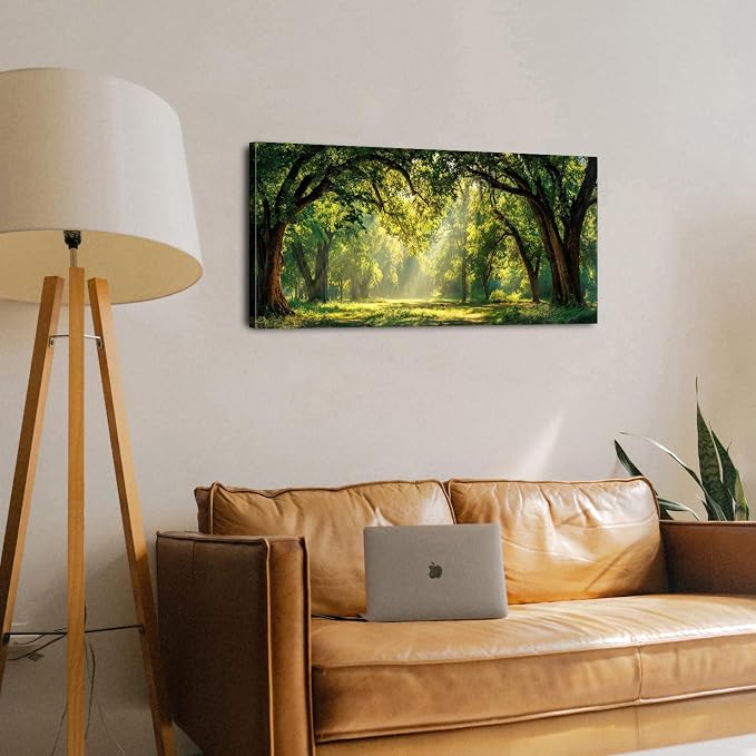 Forest Wall Art for Living Room Nature Green Forest Landscape Canvas Pictures - Image 5