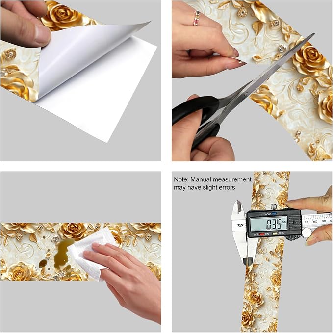 HOMETITUTE Wallpaper Border Peel and Stick Baroque Gold Texture Decorative Wall - Image 8