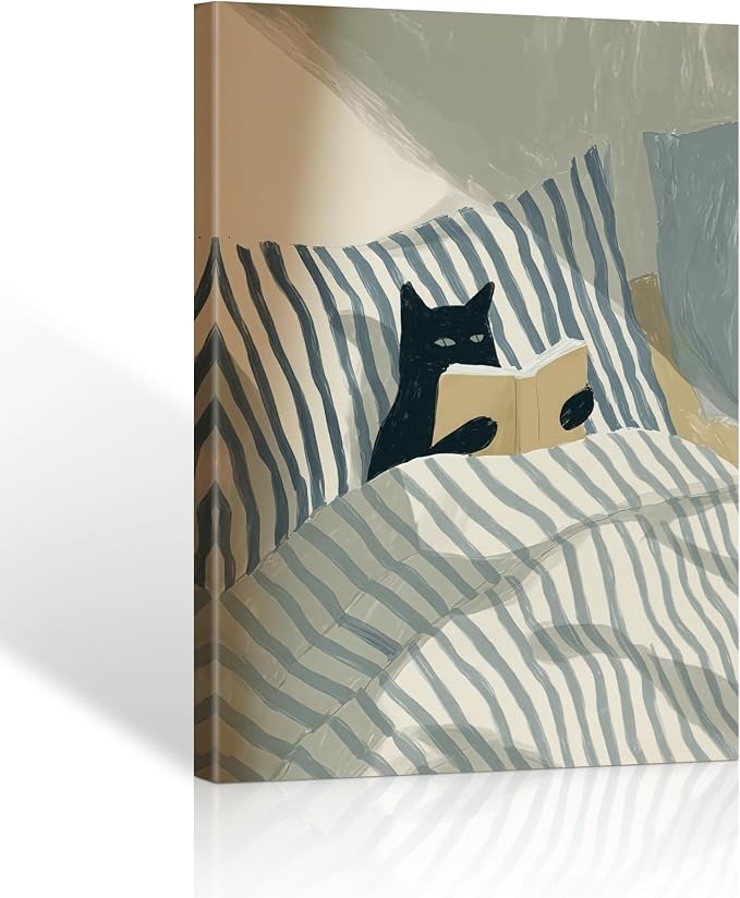 ALMLZL Funny Reading Cat Wall Art Motivational Animal Reading Canvas Poster by ALMLZL