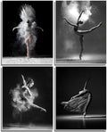 NCYEL 4Pcs Black and White Ballet Wall Art Girl Dancing Canvas Prints Elegant by NCYEL