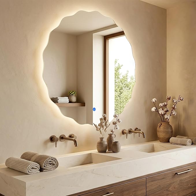 Dorlicecass Round Led Bathroom Mirror- 32" Wavy Vanity Mirror - Image 3