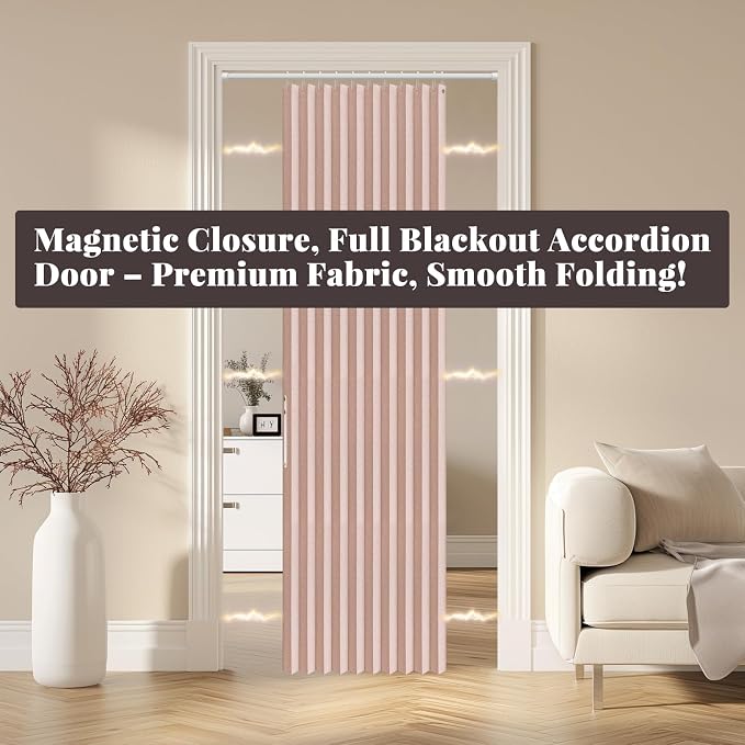 AJAZZ 100% Blackout Magnetic Door Curtain Accordion Doors Interior Closet Door - Image 7