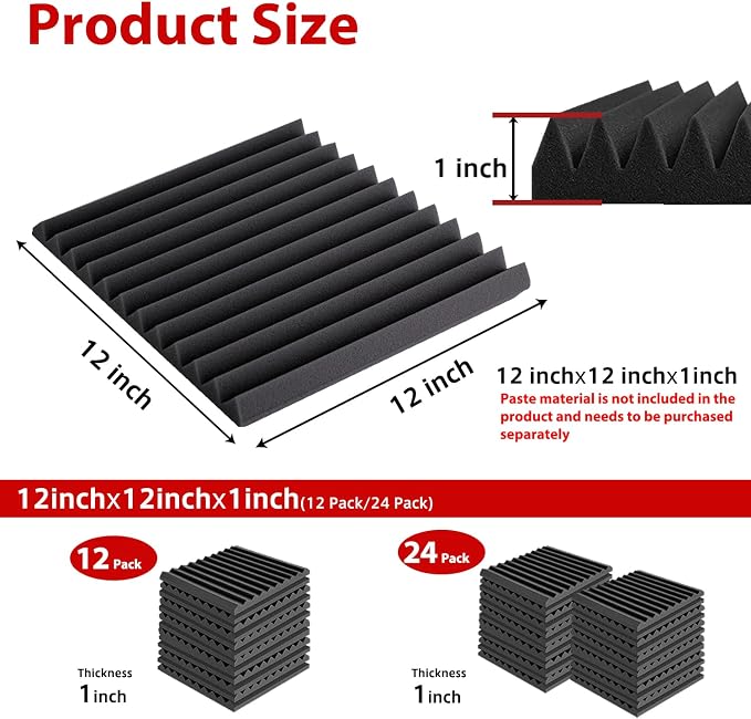 FONESO Acoustic Foam Panels, Sound Proof Foam Panels - Image 8