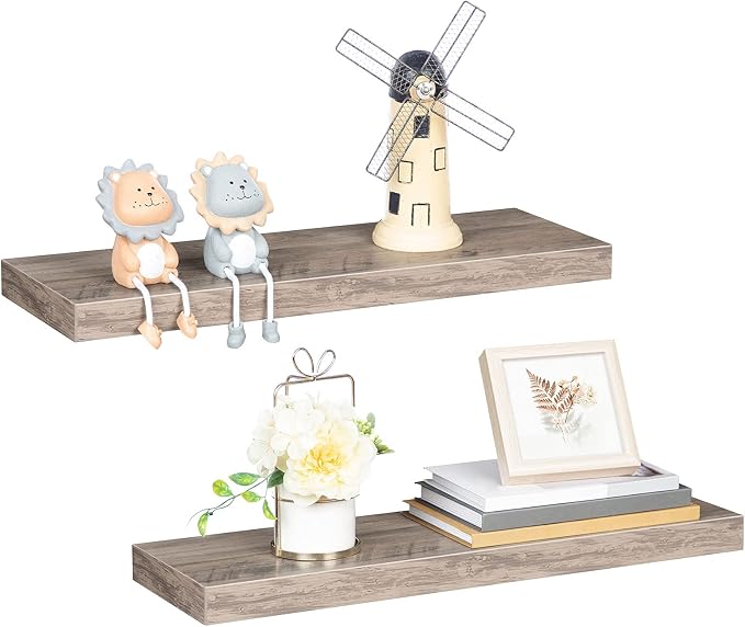 HOOBRO Floating Shelves for Wall, Wall Mounted Shelf Set of 2, 23.6" Hanging - Image 9