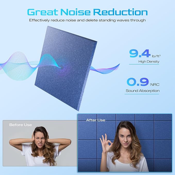 12 Pack Self-Adhesive Acoustic Panels, Soundproof Wall Panels - Image 3