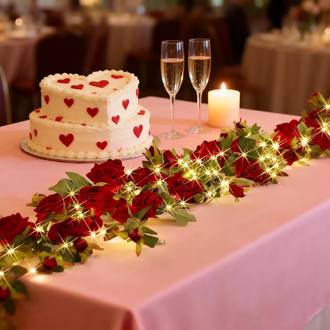 GOESWELL Rose Flowers Vines Garland Lights: 6FT Artificial Flower Vine Lights - Image 2