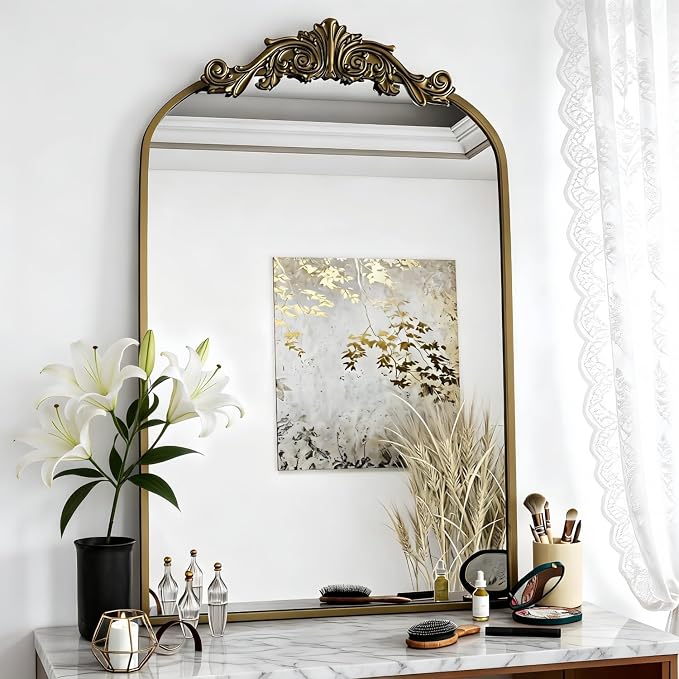 Dewfig Antique Arched Wall Mirror - Image 4
