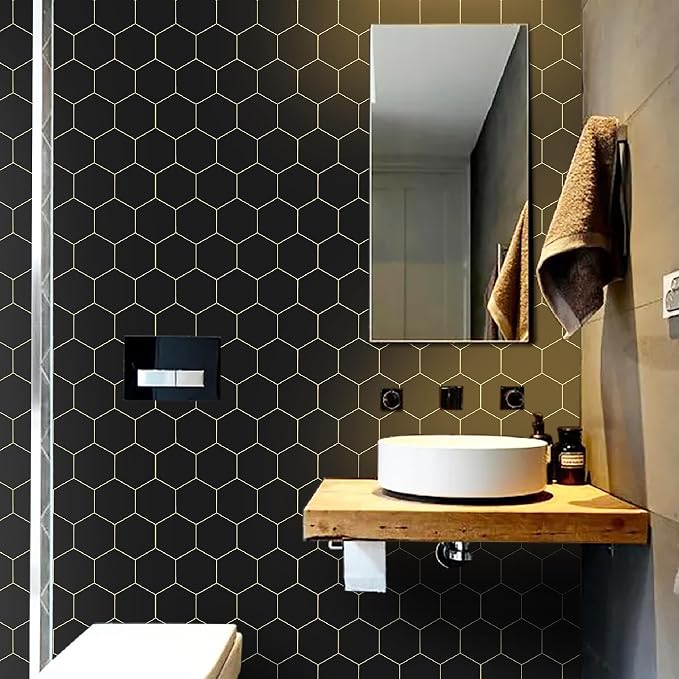Black and Gold Wallpaper Geometric Peel and Stick Wallpaper - Image 4