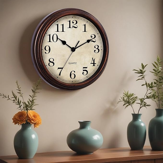 Wall Clock, Bronze Silent Non Ticking Battery Operated Clocks, Decorative - Image 3