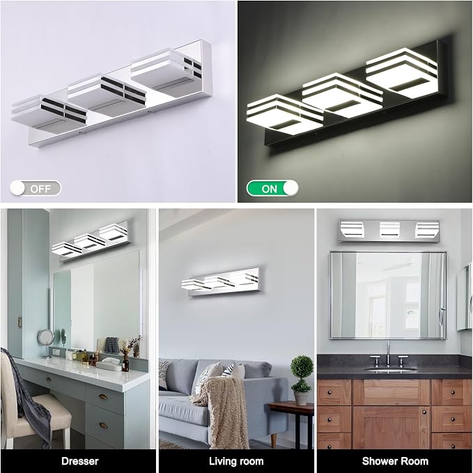 LED Vanity Lights 20in Bathroom Lights Fixtures over Mirror 3 Light LED - Image 9