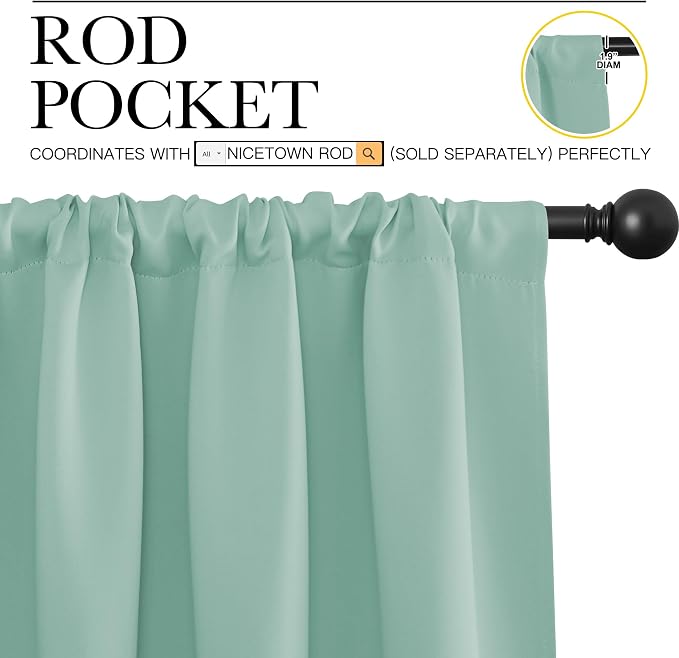 NICETOWN 2 Panels Blackout Curtains, Rod Pocket Thermal Insulated Drapes - Image 2