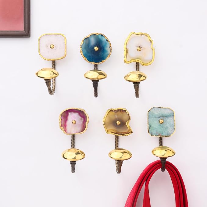 Indian Shelf Pack of 12 Stone Vintage Wall Hooks by IndianShelf