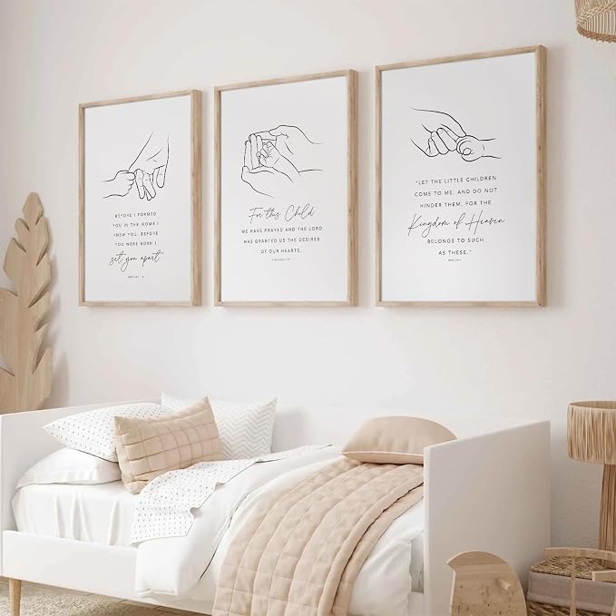 Joocrise Nursery Scripture Wall Art Set of 3 Nursery Bible Verse Wall Decor - Image 5