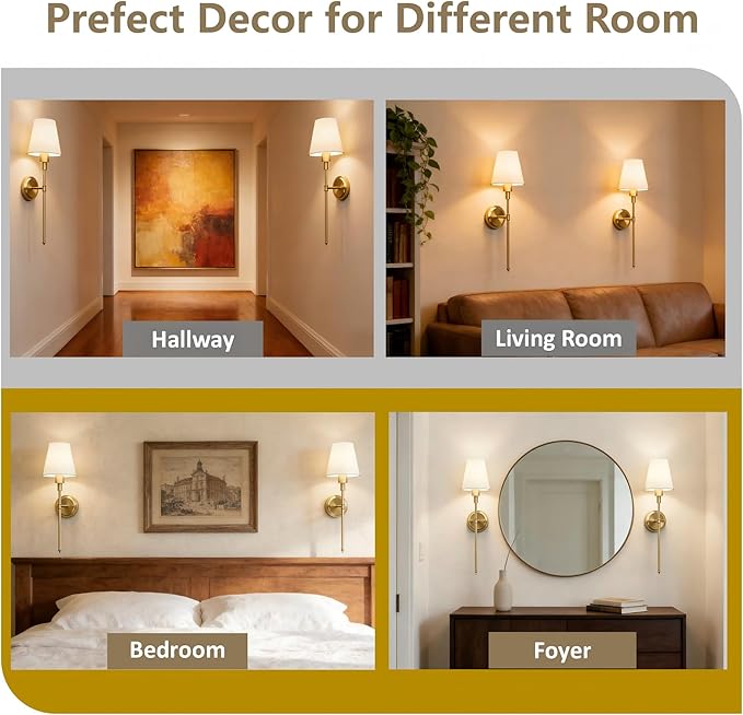 DORESshop Battery Operated Wall Sconce Set of 2, Wireless Wall Light Easy to - Image 3