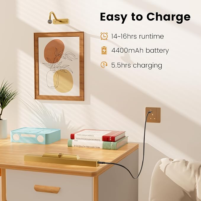 Picture Light Wall Sconce, 4400mAh Rechargeable Wireless Battery Lighting - Image 4