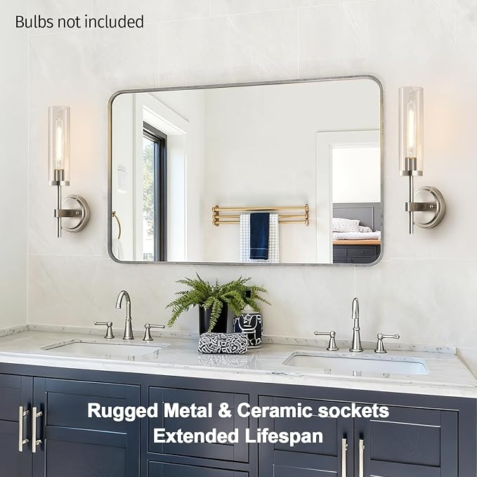 MOKATNG Wall Sconces Set of Two, Brushed Nickel Bathroom Sconces - Image 5