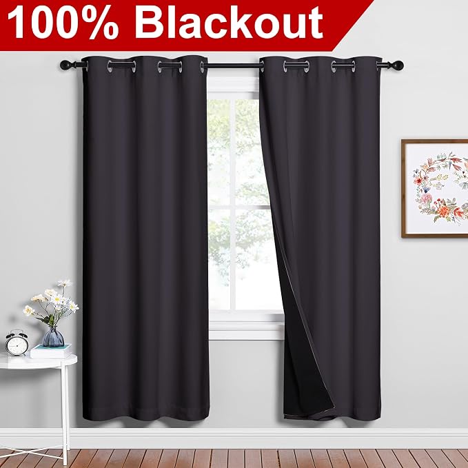 NICETOWN Full Shade Curtain Panels, Pair of Thermal Insulated & Energy - Image 2