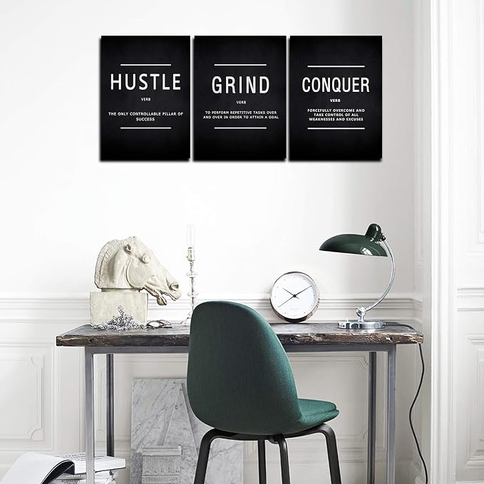 KAWAHONE Grind Hustle Conquer Success Wall Art, Motivation Canvas Wall Decor - Image 2