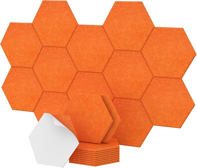 Self-adhesive Hexagon Acoustic Panels 12 Pack, TONOR 12"x 10"x 0.4" High by TONOR