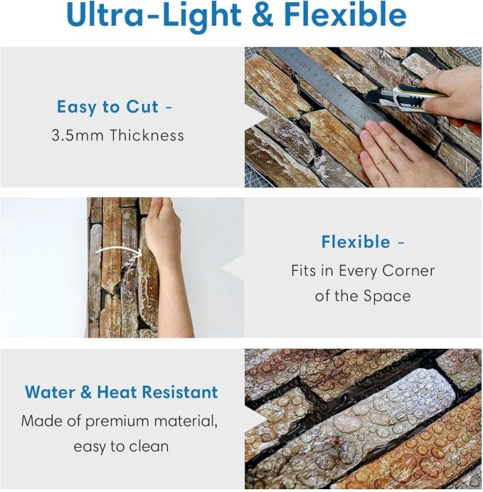 COMSTICKC 3D Faux Stone Wall Panel Peel and Stick Wall Sticker, Ultra-Light - Image 5