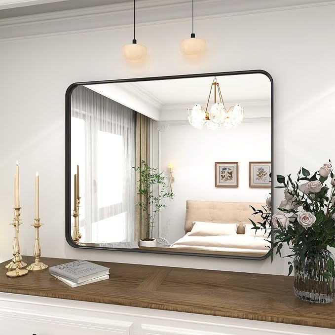 VooBang Bathroom Mirror 24x32 inch, Modern Round Corner Bathroom Vanity Mirror - Image 7
