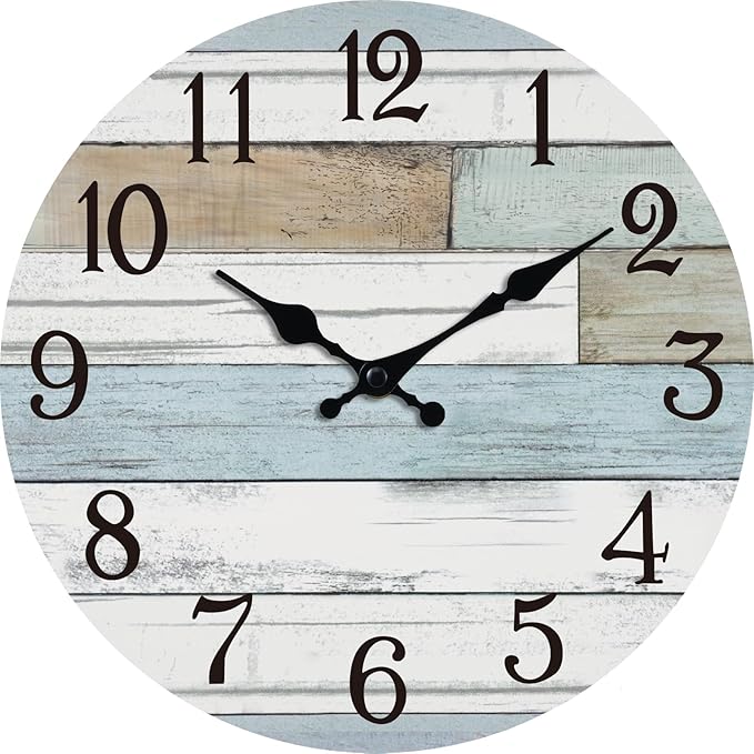 KECYET Wall Clock Battery Operated 8 Inch Silent Non Ticking Coastal Design by KECYETWALLCLOCK