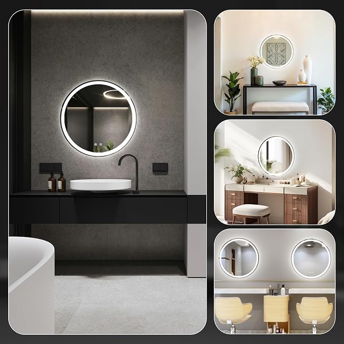 Sweetcrispy 36-Inch Round LED Bathroom Backlit Mirror - Image 7