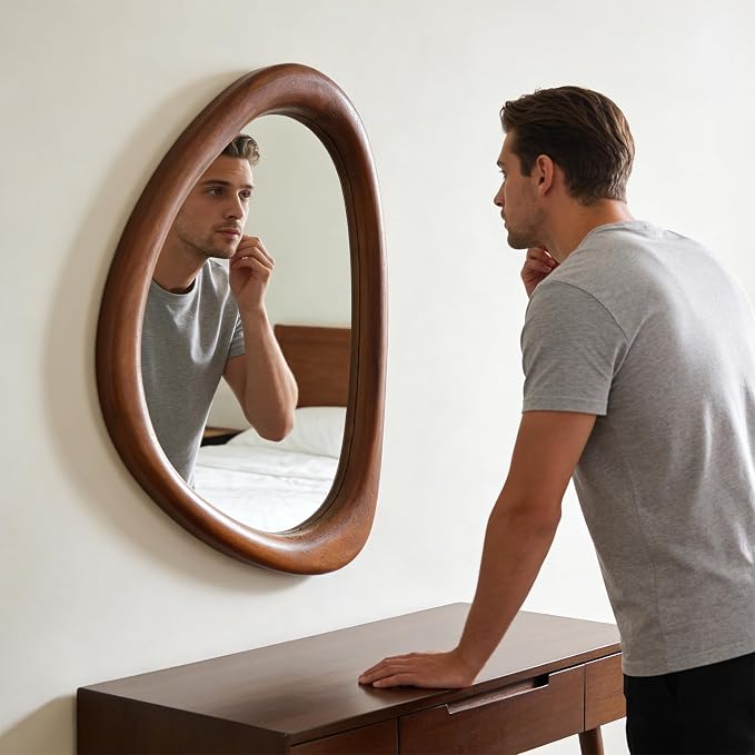 MAGFLERUM Irregular Wall Mirror, 30 * 20 inch Asymmetrical Wood Mirrors - Image 9