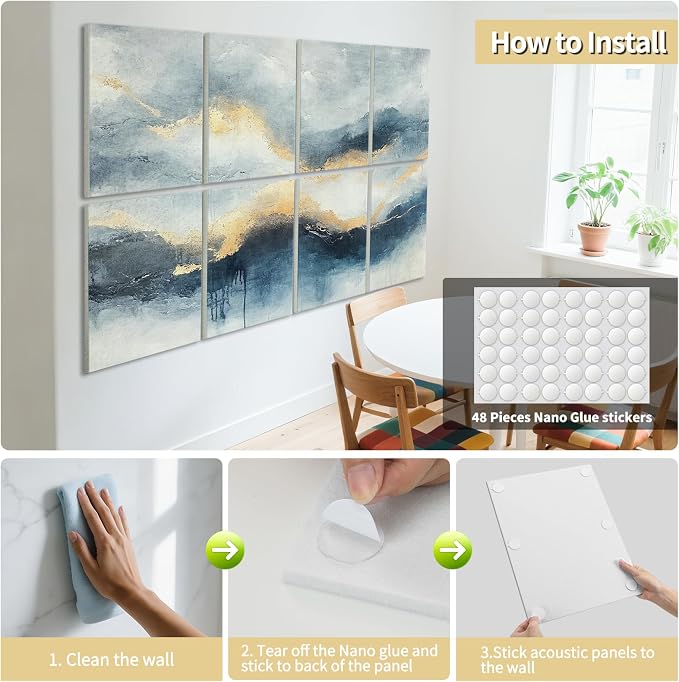 Art3d Soundproof Wall Panels 48"x32", Sound Absorbing Decorative Wall Panels - Image 7