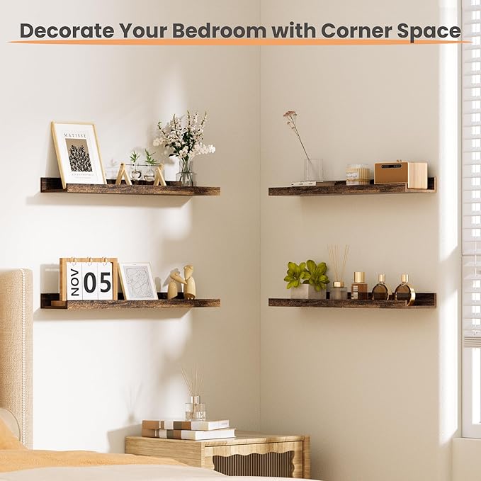upsimples Floating Shelves for Wall, 23.6 Inch Shelves for Decor Storage Set of - Image 7