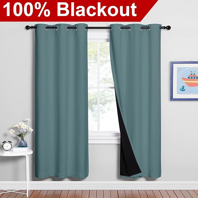 NICETOWN 100% Blackout Window Curtain Panels, Full Light Blocking Drapes - Image 2