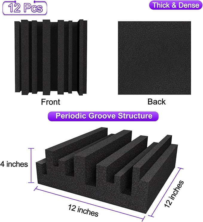 TroyStudio Thick Acoustic Foam Panels, Dense Soundproof Padding Tile, Recording - Image 2